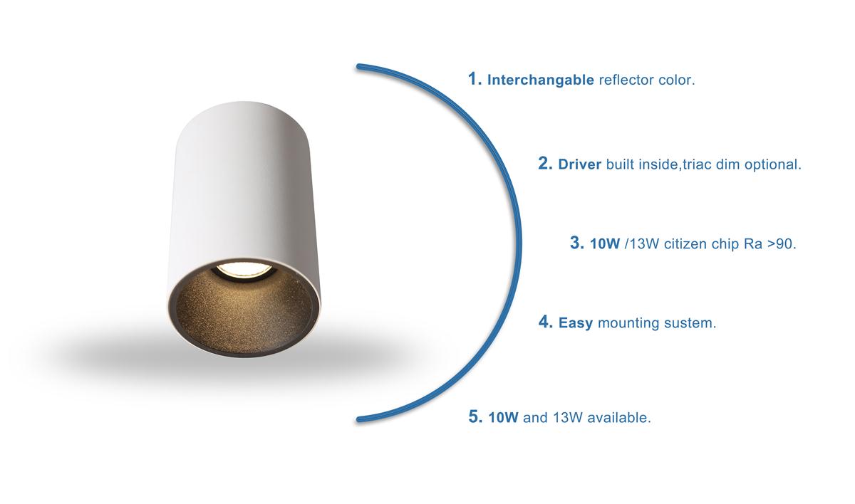 Fixed Surface Mounted Led Downlight