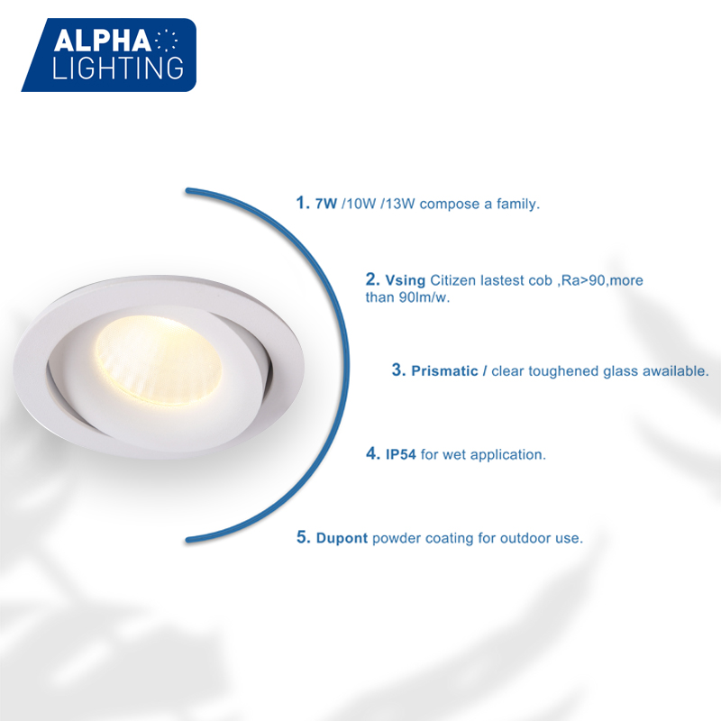 dimmable cob led recessed downlight