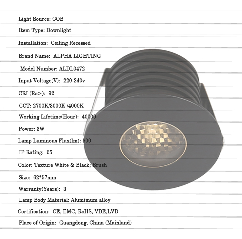 3W Round Led Recessed Wall Light Outdoor Underground Light
