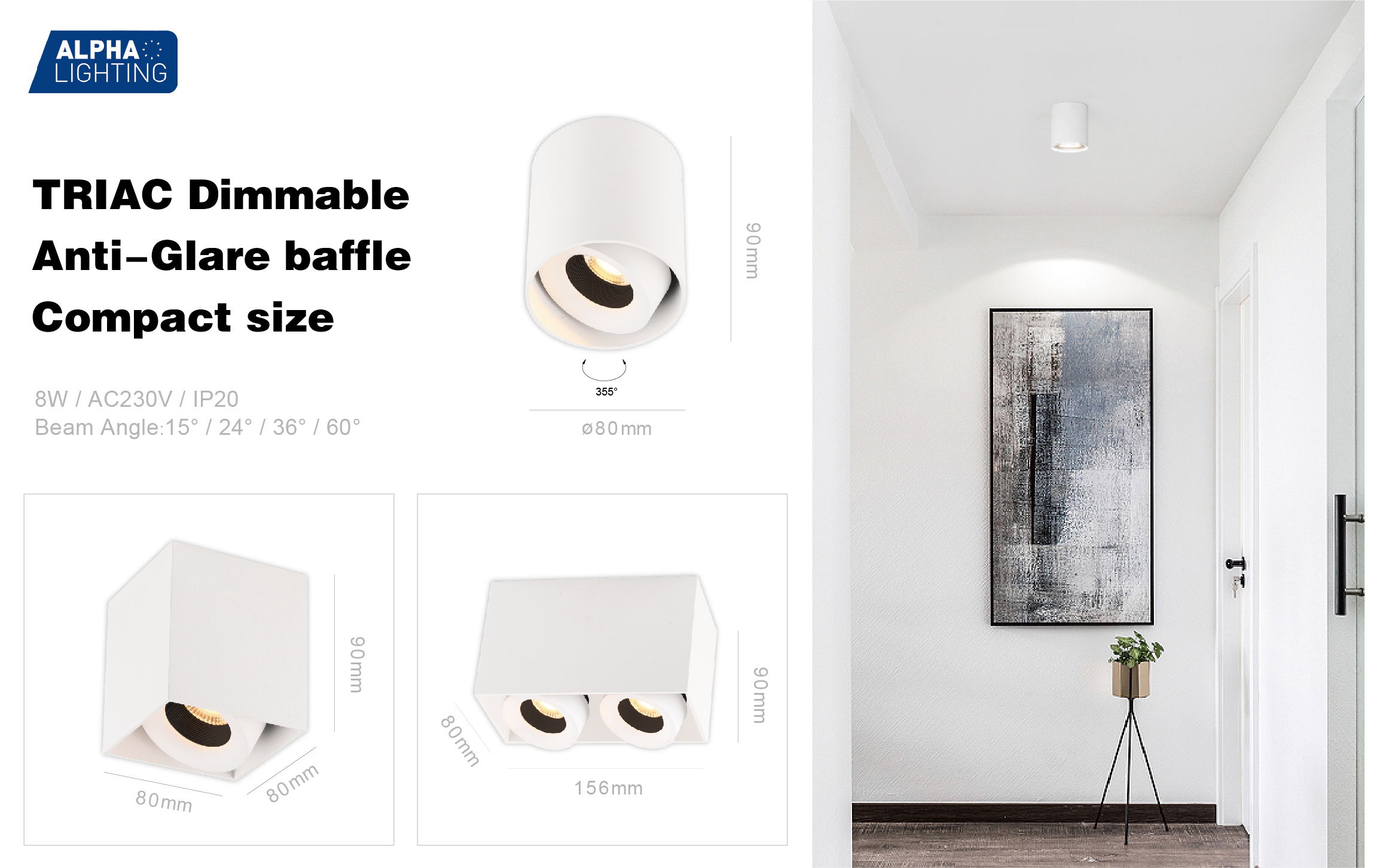 Ceiling Surface mounted Led spotlight ALPHA LIGHTING