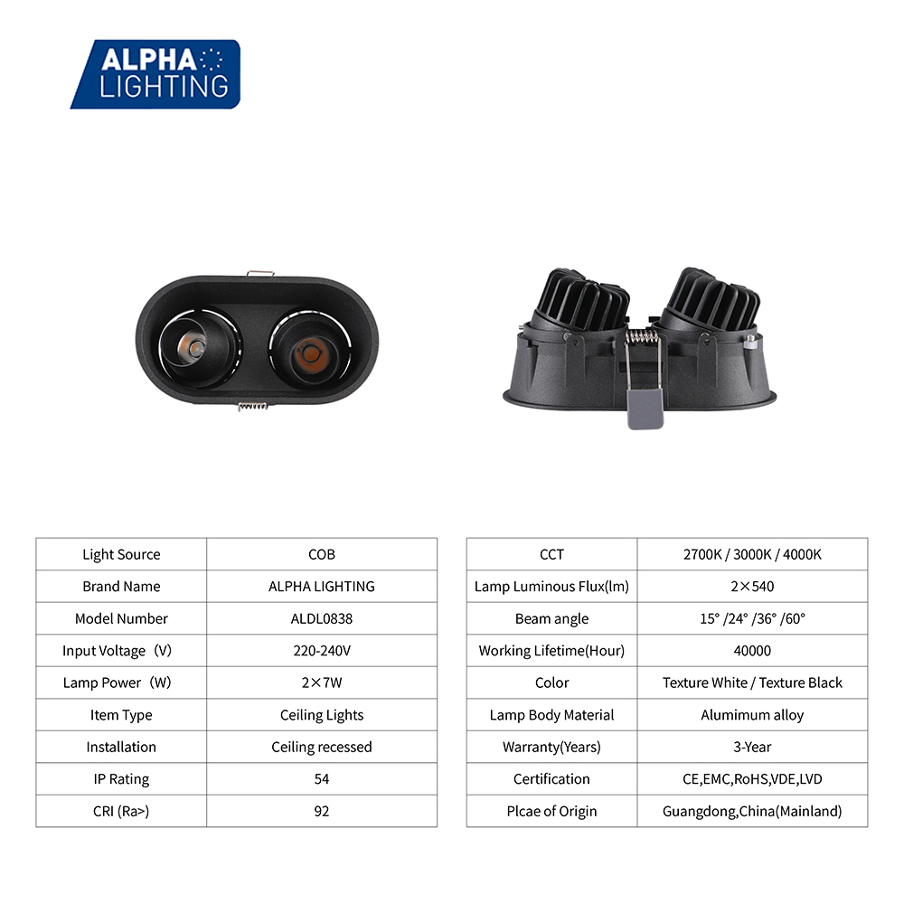 double-head LED anti-glare spotlight
